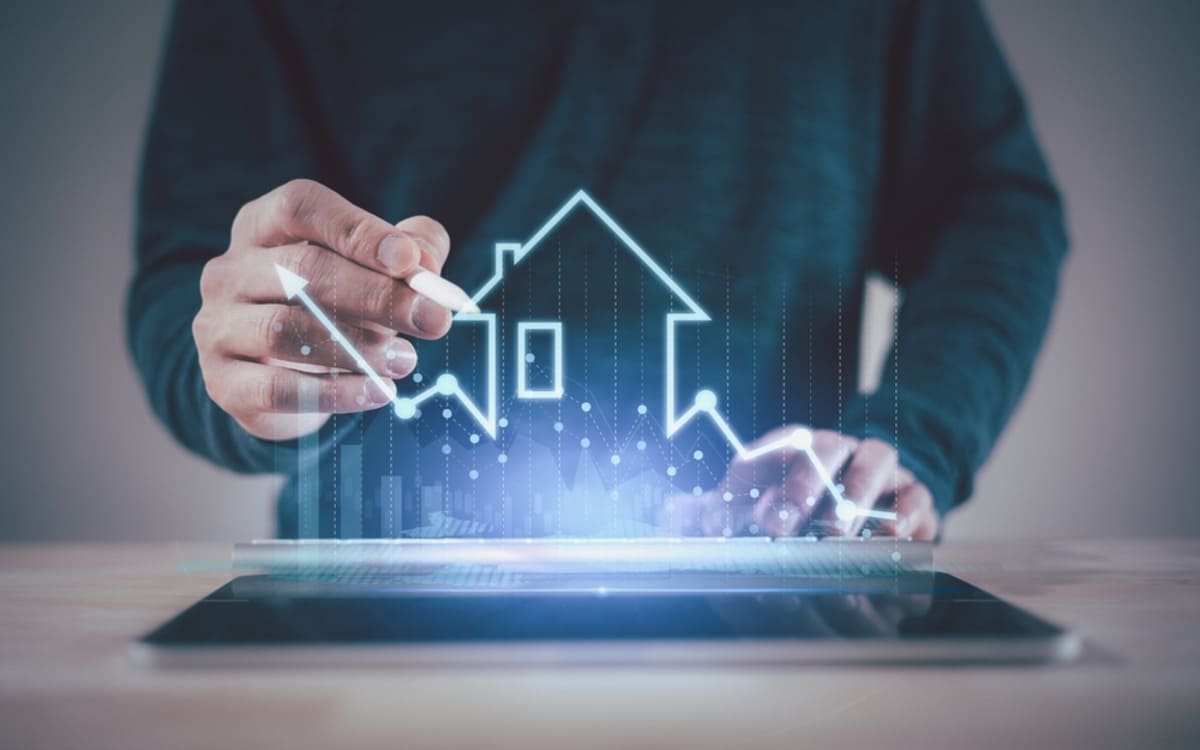 A graph over a tablet in the shape of a house