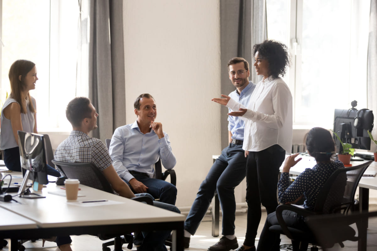 A manager training staff