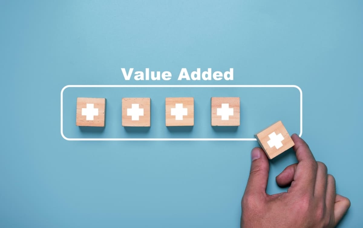 Adding plus signs to an area marked value added