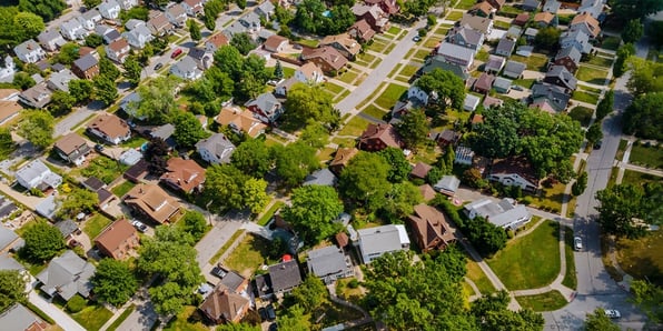 Aerial view of a neighborhood in Virginia