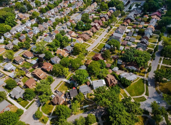 Aerial view of neighborhood in Hampton Roads