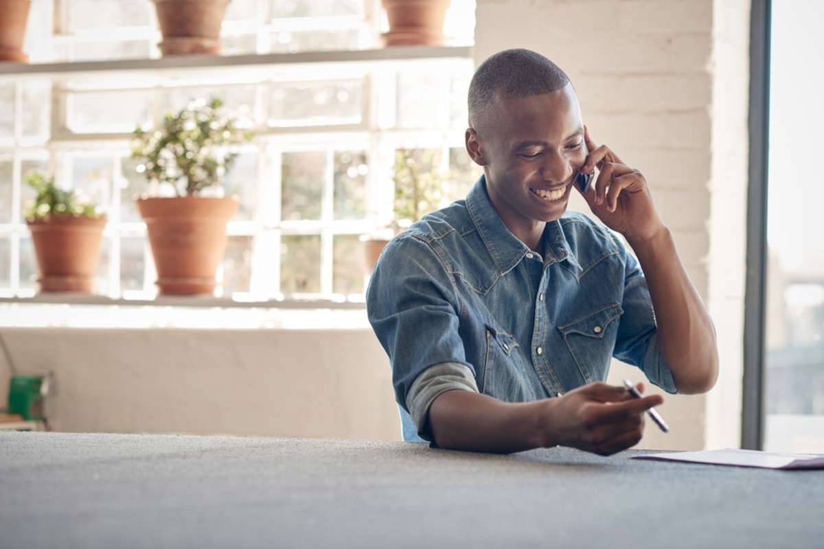 A man on the phone, tenant communication concept