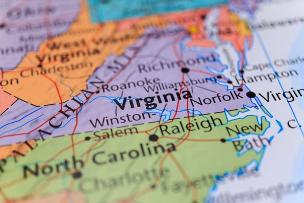 A map of Virginia shows locations for out-of-state real estate investing