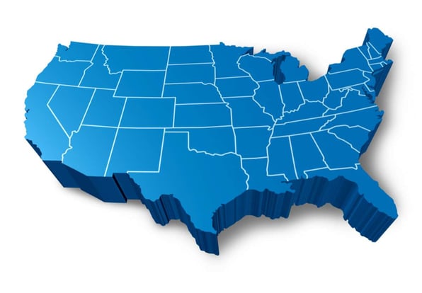 Map of the United States, out-of-state professional property management concept.