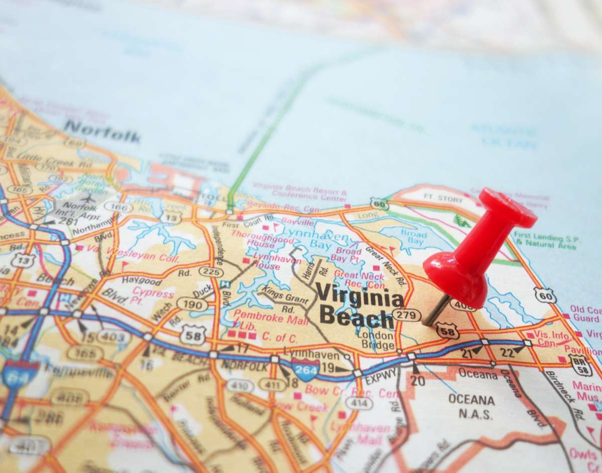 Map showing Virginia Beach, Virginia Beach investment property management concept