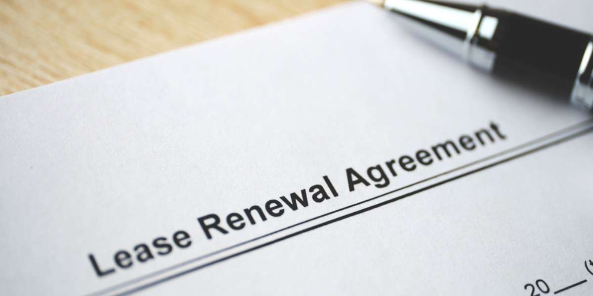 Legal document Lease Renewal Agreement on paper close up